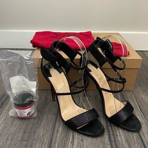 Christian Louboutin Black Choca Lame 100 Sz 38